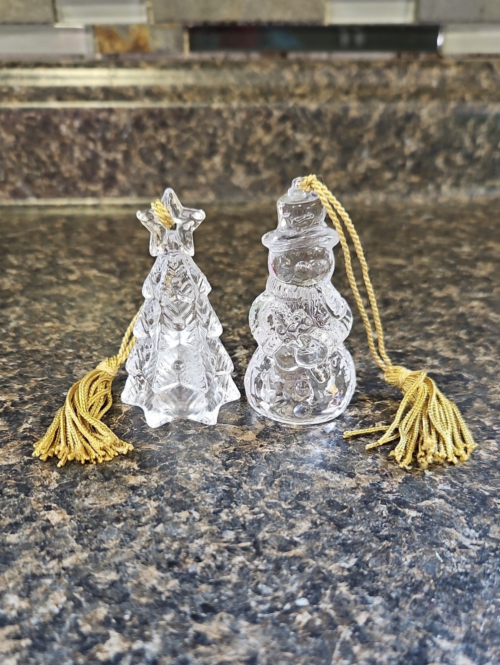 Gorham Glass Christmas Ornaments Set Of 2
